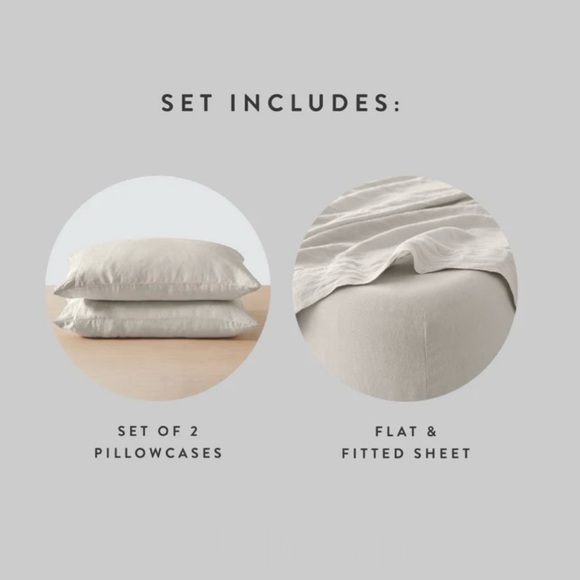 The Citizenry  Stonewashed French Linen Sheet Set King in Solid Sand - Picture 4 of 8